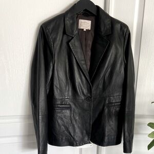 Part Two Lamb Leather Single Button Blazer